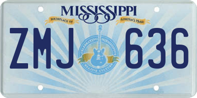 MS license plate ZMJ636
