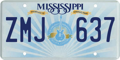 MS license plate ZMJ637