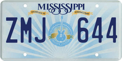 MS license plate ZMJ644