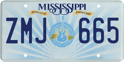 MS license plate ZMJ665