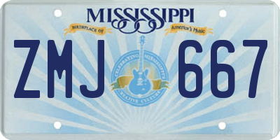 MS license plate ZMJ667