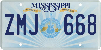 MS license plate ZMJ668