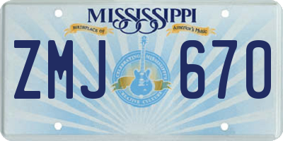 MS license plate ZMJ670