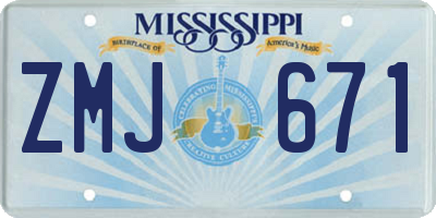 MS license plate ZMJ671