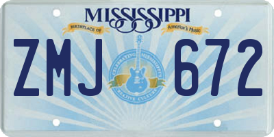 MS license plate ZMJ672