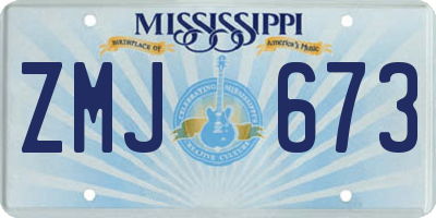 MS license plate ZMJ673