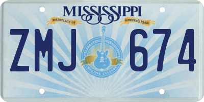 MS license plate ZMJ674