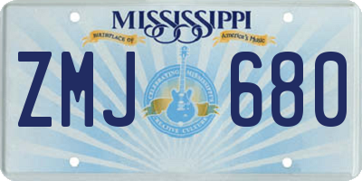 MS license plate ZMJ680