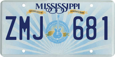 MS license plate ZMJ681