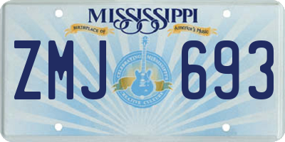 MS license plate ZMJ693