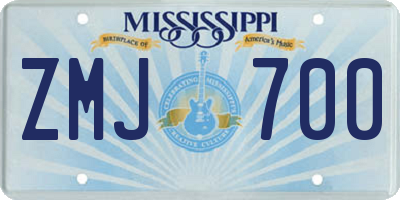 MS license plate ZMJ700