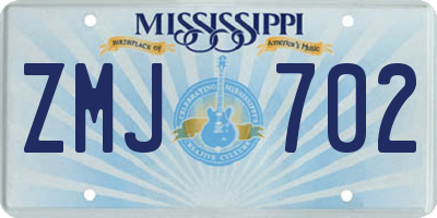 MS license plate ZMJ702