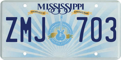 MS license plate ZMJ703
