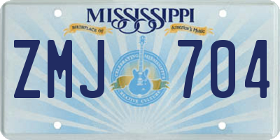 MS license plate ZMJ704