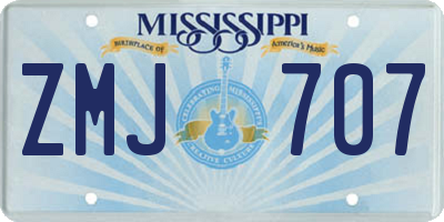 MS license plate ZMJ707