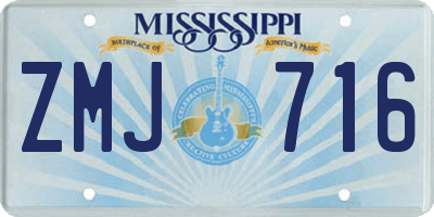 MS license plate ZMJ716