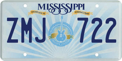 MS license plate ZMJ722