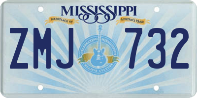 MS license plate ZMJ732
