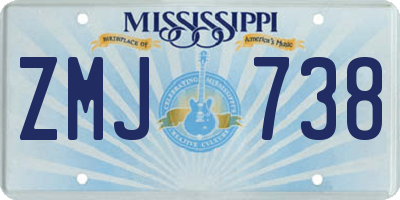 MS license plate ZMJ738