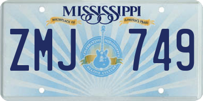 MS license plate ZMJ749