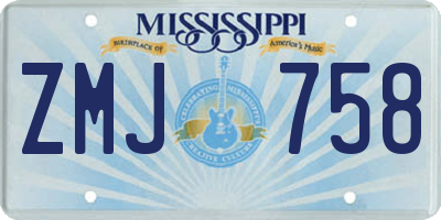 MS license plate ZMJ758
