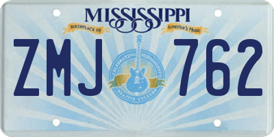 MS license plate ZMJ762