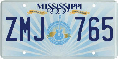 MS license plate ZMJ765