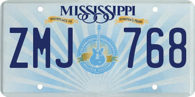 MS license plate ZMJ768