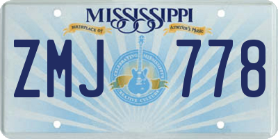 MS license plate ZMJ778