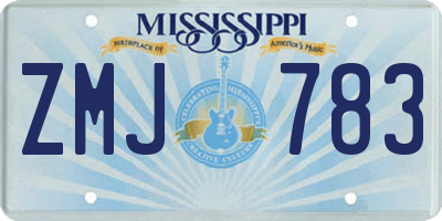 MS license plate ZMJ783