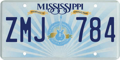 MS license plate ZMJ784