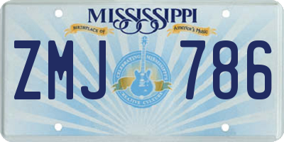 MS license plate ZMJ786