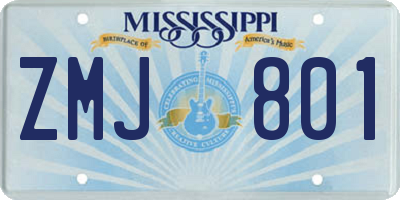 MS license plate ZMJ801