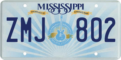 MS license plate ZMJ802