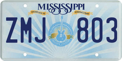 MS license plate ZMJ803