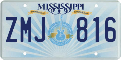 MS license plate ZMJ816