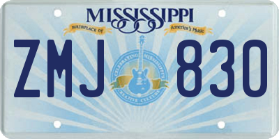 MS license plate ZMJ830