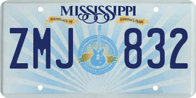 MS license plate ZMJ832