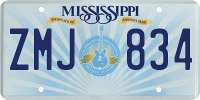 MS license plate ZMJ834