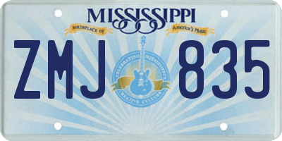 MS license plate ZMJ835