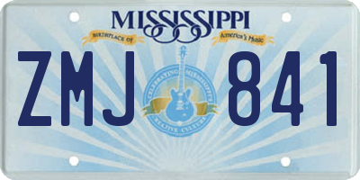 MS license plate ZMJ841