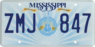 MS license plate ZMJ847