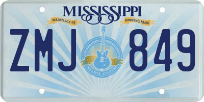 MS license plate ZMJ849