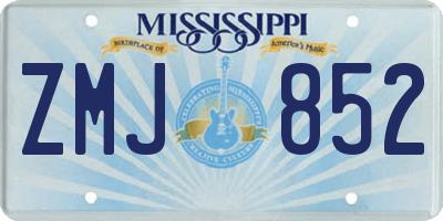 MS license plate ZMJ852