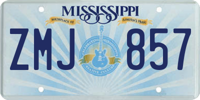 MS license plate ZMJ857