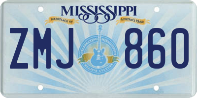 MS license plate ZMJ860