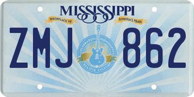MS license plate ZMJ862