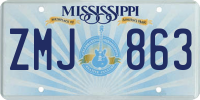 MS license plate ZMJ863