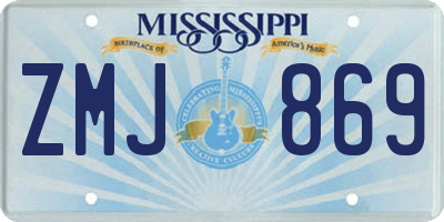 MS license plate ZMJ869