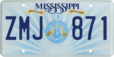 MS license plate ZMJ871